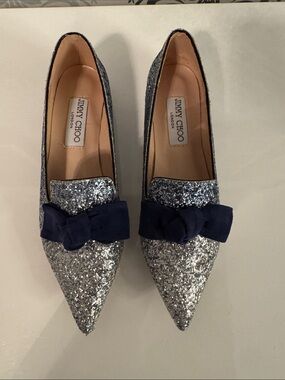 Jimmy Choo Gala Glitter Pointed Flats . (Iconic Y2K Designer) size 38.Never Worn